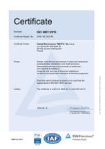 MESTIL PN-EN ISO 9001:2015 Certificate